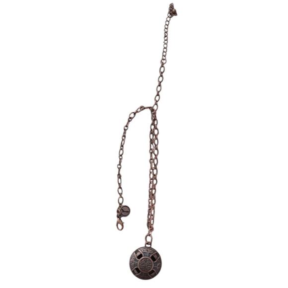 Men's Celtic Cross Copper Aromatherapy Diffuser Pendant Necklace Scent Chamber - Picture 2 of 6